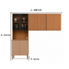Cozinha Modulada Art 3 Peças 8Portas com Paneleiro de Vidro Kits Paraná