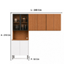 Cozinha Modulada Art 3 Peças 8Portas com Paneleiro de Vidro Kits Paraná