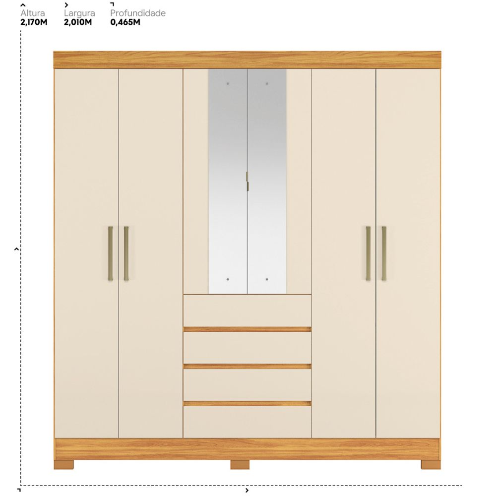 Guarda-roupa Casal 6 Portas 4 Gavetas com Espelho Ópera Demóbile