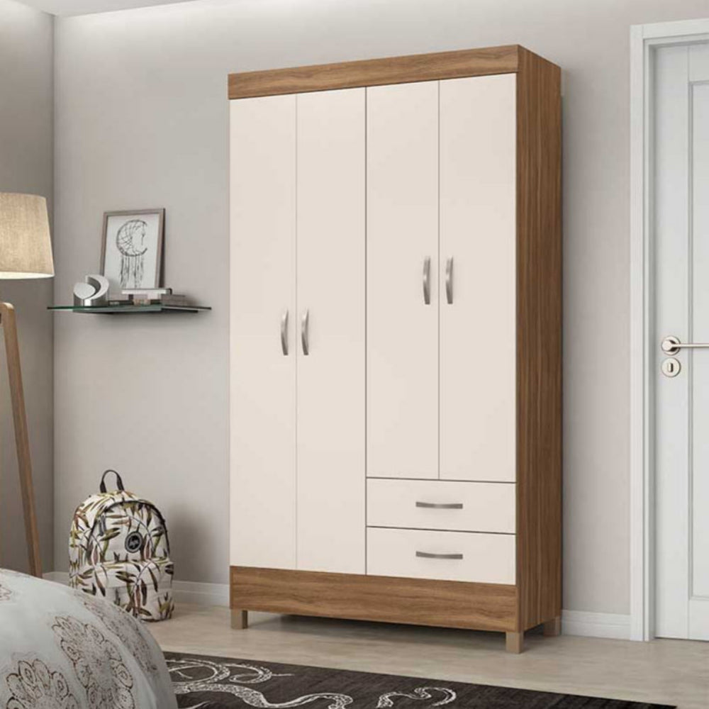 Guarda-Roupa Solteiro 4 Portas 2 Gavetas Astro Demóbile