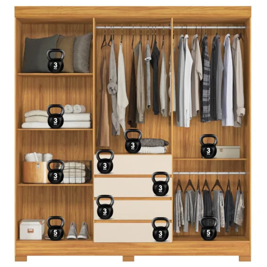 Guarda-roupa Casal 6 Portas 4 Gavetas com Espelho Ópera Demóbile