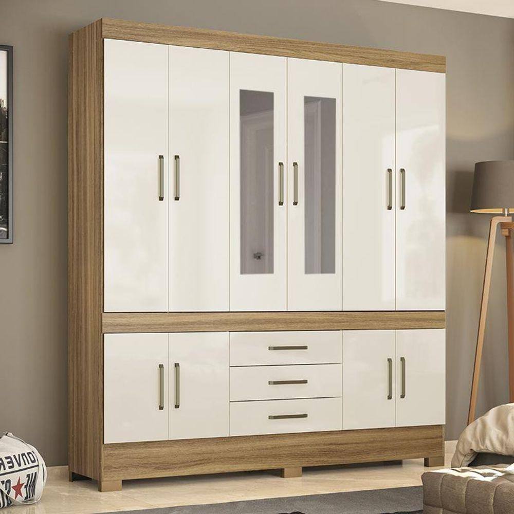 Guarda-Roupa Casal 10 Portas 3 Gavetas com Espelho Murano Demóbile