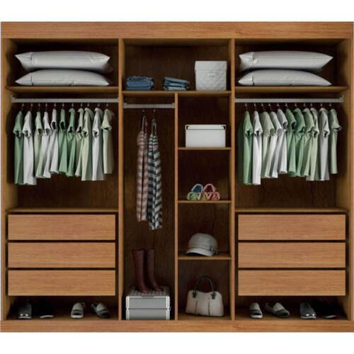 Guarda-Roupa Casal 6 Portas 6 Gavetas Com Espelho MDF Austria Bianchi