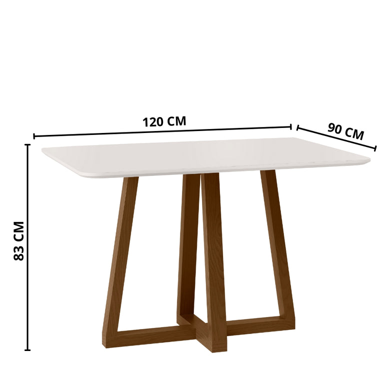 Conjunto de Mesa de Jantar 120x90cm Quadrada com 4 Cadeiras Livia Sonetto