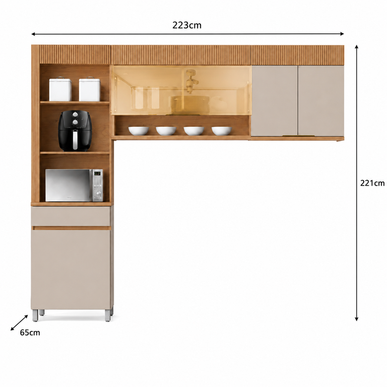 Cozinha Modulada 3 Peças 4 Portas 1 Gaveta Realeza Premium Nesher