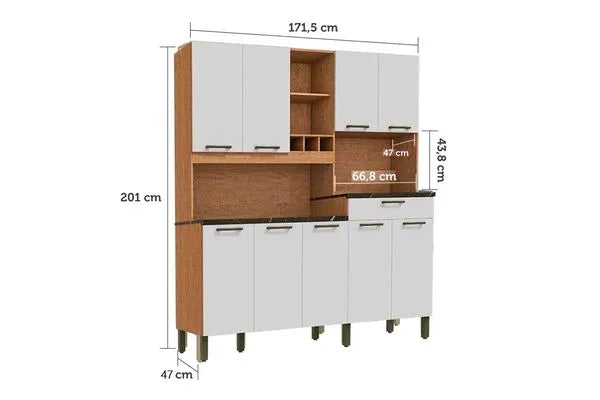 Cozinha Compacta 9 Portas 1 Gaveta Merlot Prime Ronipa