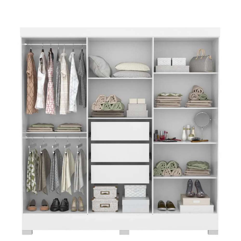 Guarda-Roupa Casal 6 Portas 3 gavetas Prático Demóbile
