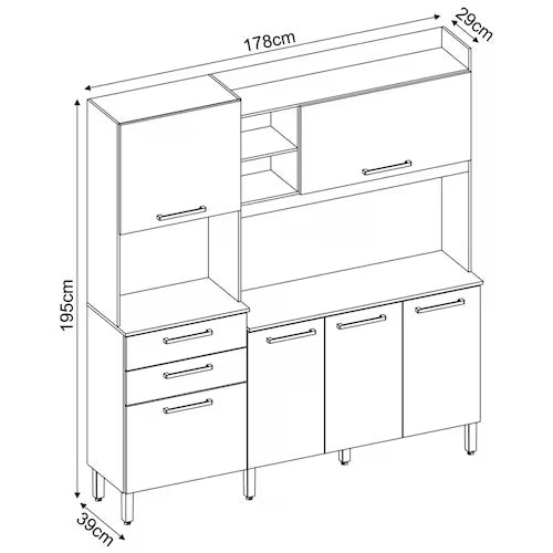 Cozinha Compacta 6 Portas 2 Gavetas Select Demóbile