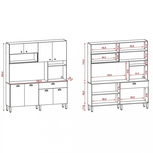 Cozinha Compacta 8 Portas 1 Gaveta Core Kits Paraná