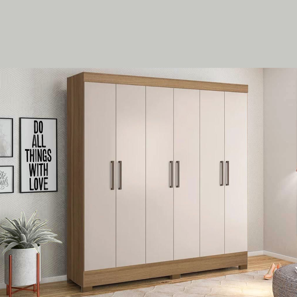 Guarda-Roupa Casal 6 Portas 3 gavetas Prático Demóbile