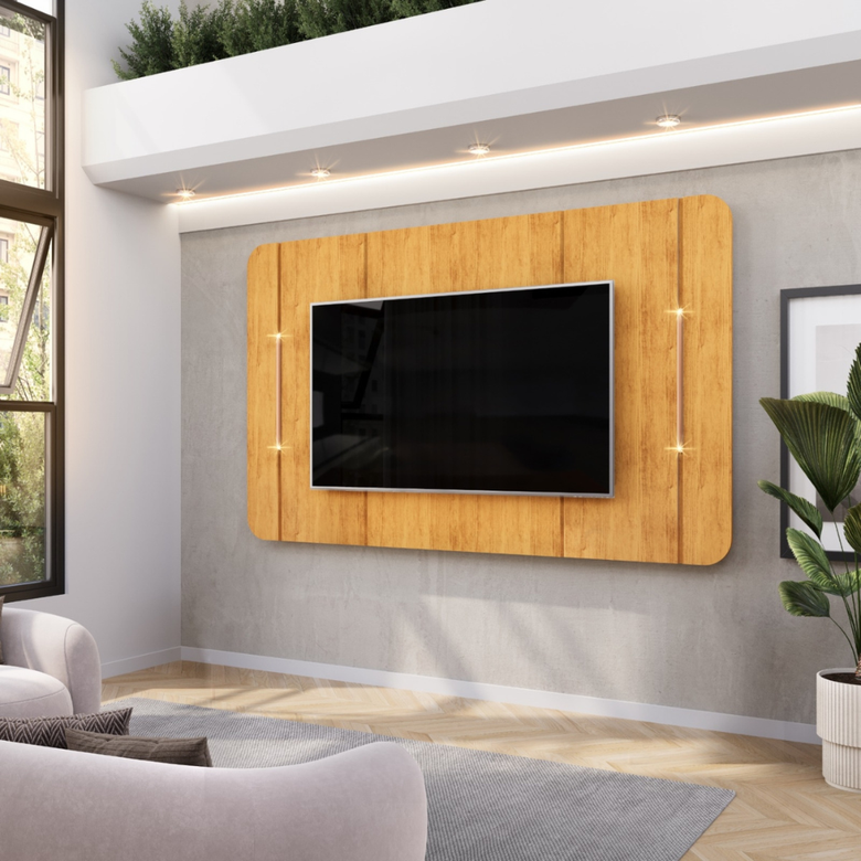 Painel Para Tv Até "75" Luminárias LED Areta Dj Móveis