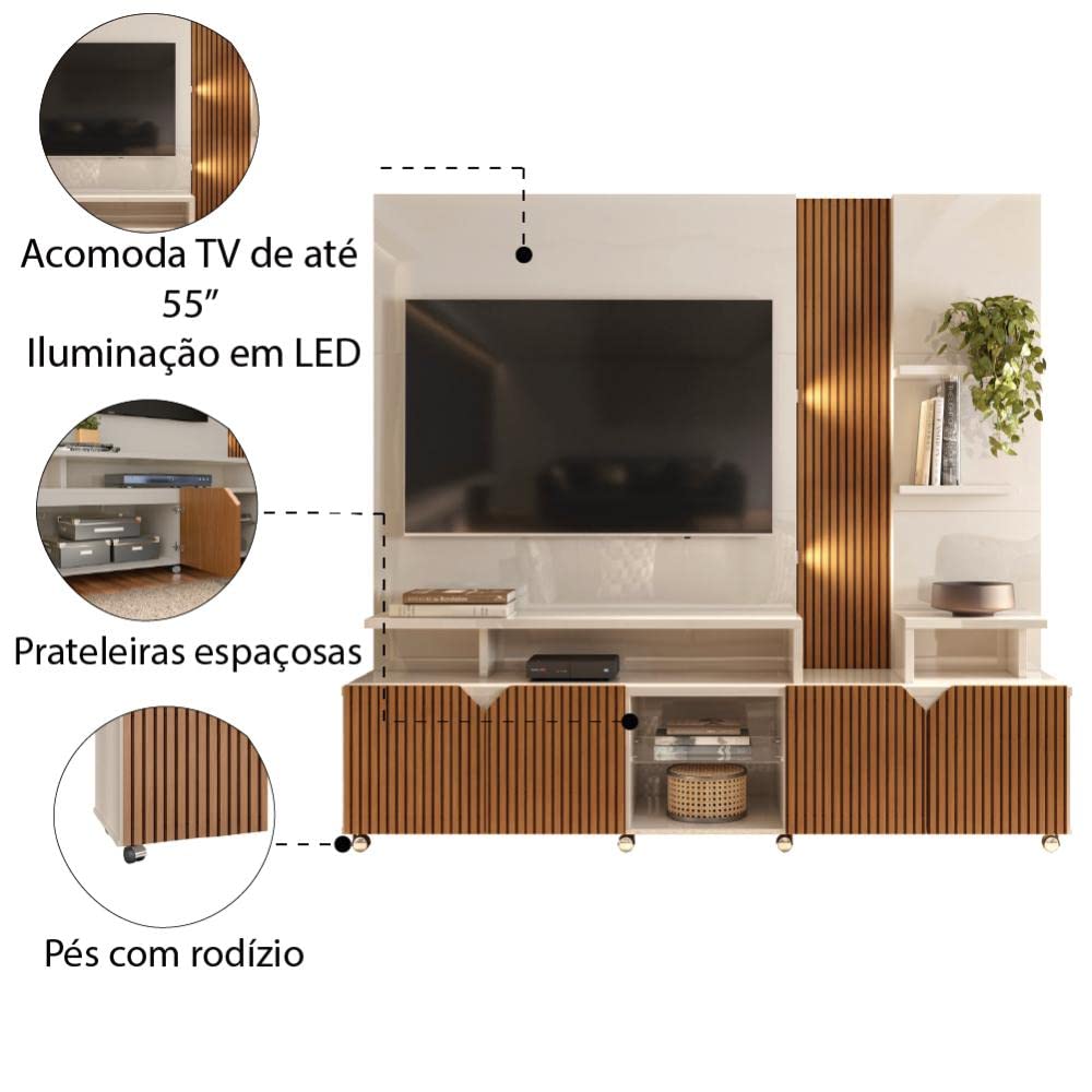 Home para Tv até 55 Polegadas Impressão Ripada Cross Lukaliam Móveis
