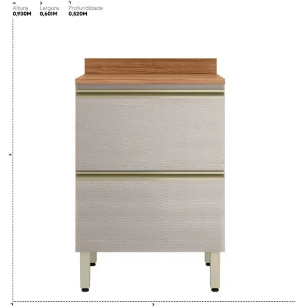 Balcão de Cozinha 1 Porta 1 Gaveta 60cm MDF Proença Demobile
