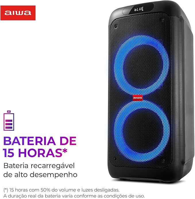 Caixa de Som PartyBox AIWA PB-01 BT 15H RGB USB TWS Preto