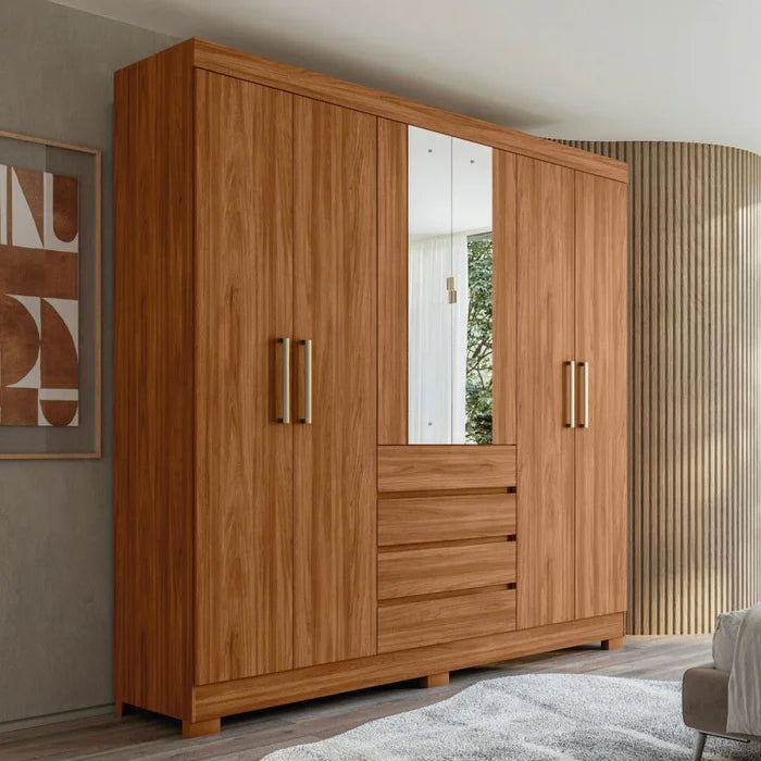 Guarda-roupa Casal 6 Portas 4 Gavetas com Espelho Ópera Demóbile