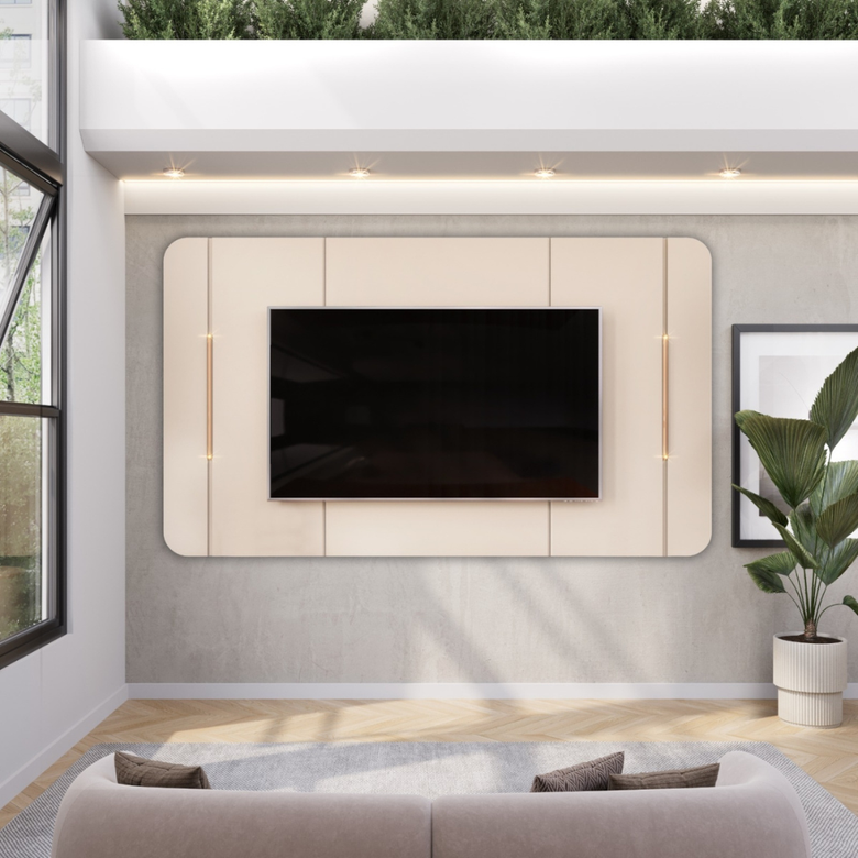 Painel Para Tv Até "75" Luminárias LED Areta Dj Móveis
