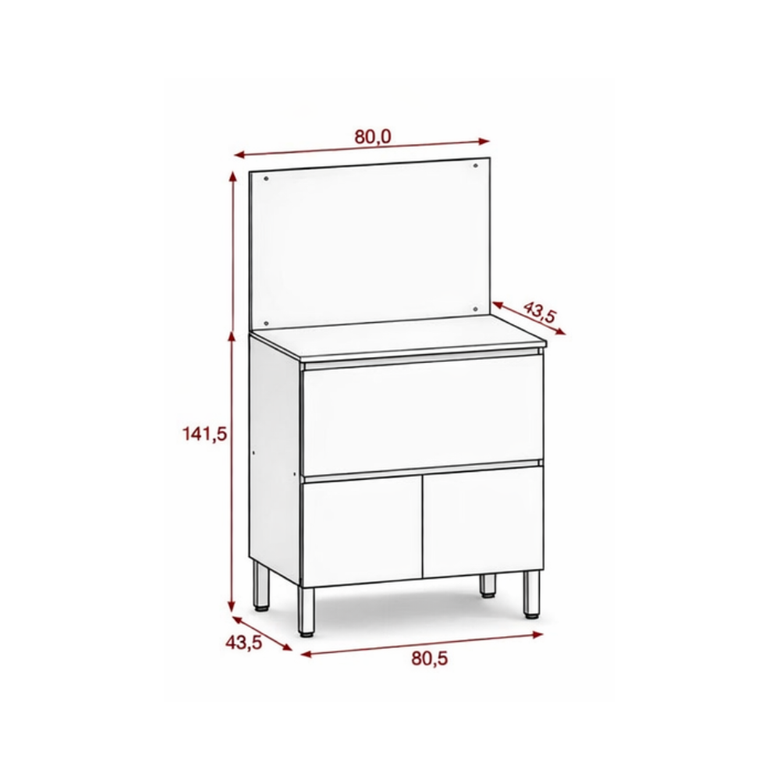 Balcão 1 Gaveta 1 Porta Com Tampo 80cm Art Kits Paraná