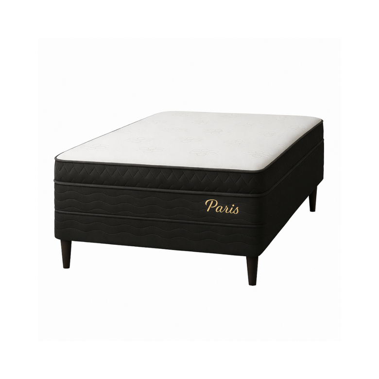 Cama Box Casal (Base + Colchão) Molas Ensacadas Paris Topazio