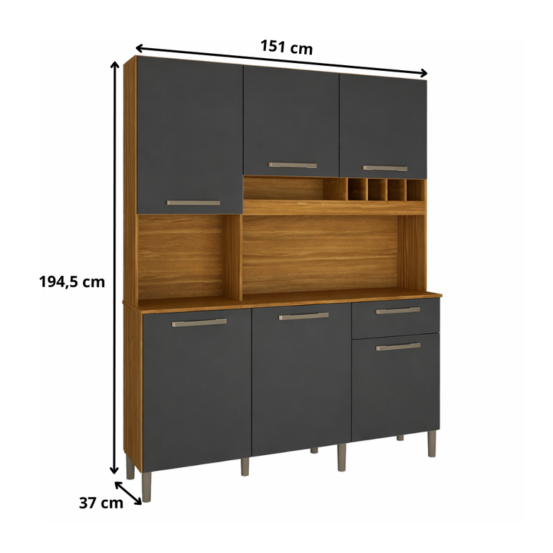 Cozinha Compacta 6 Portas 1 Gaveta Pinot Ronipa