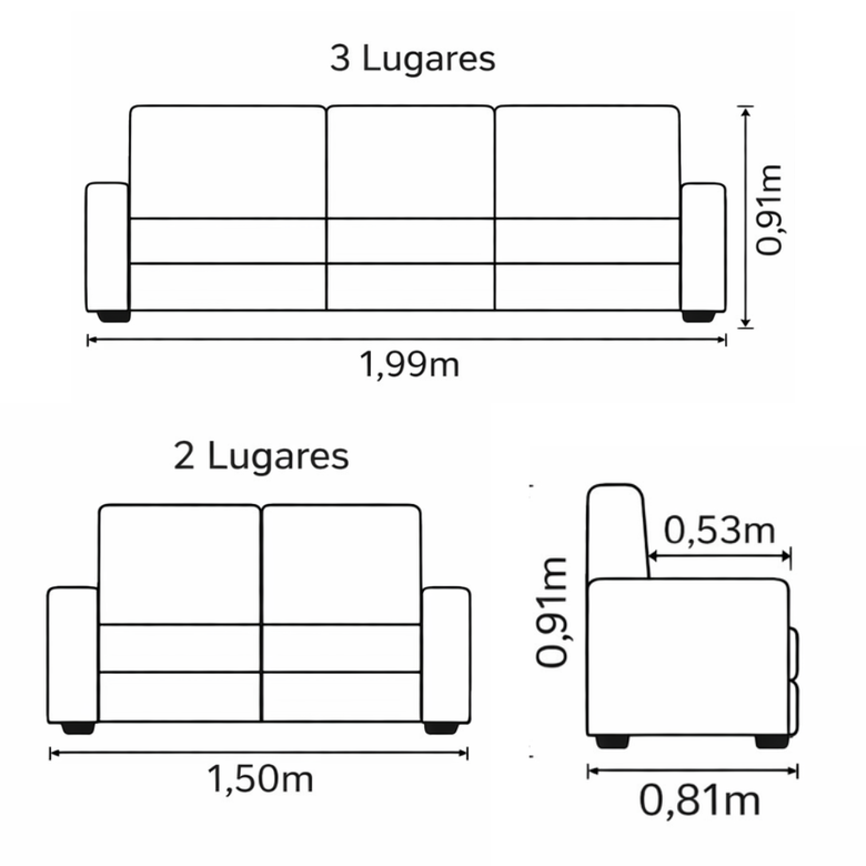 Conjunto de Sofás 2 e 3 Lugares Berlim Masterflex