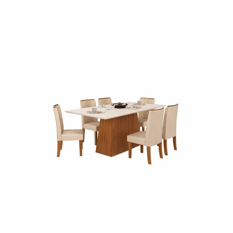 Mesa de Jantar 180 Cm Dulce com 6 Cadeiras Zoe Lunar Dj Móveis