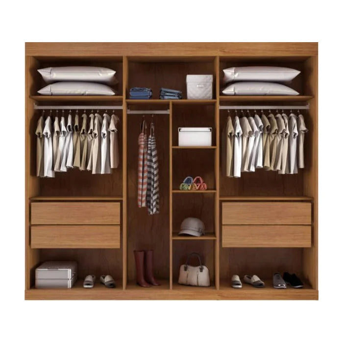 Guarda-roupa Casal Com Espelho 3 Portas 4 Gavetas Capri Bianchi