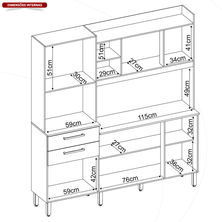 Cozinha Compacta 6 Portas 2 Gavetas Select Demóbile