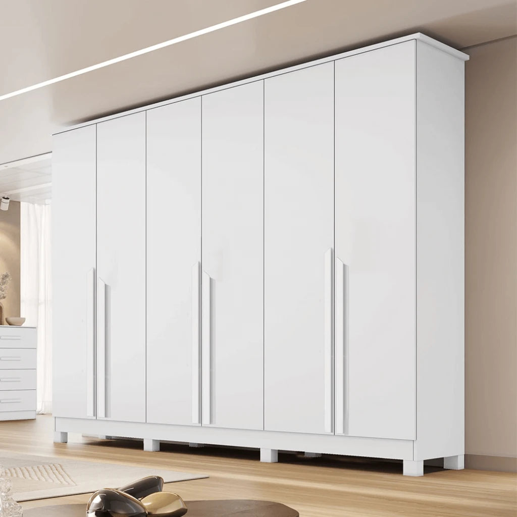 Guarda-Roupa Casal Em MDF 6 Portas 6 Gavetas Bianca Bianchi - BRANCO