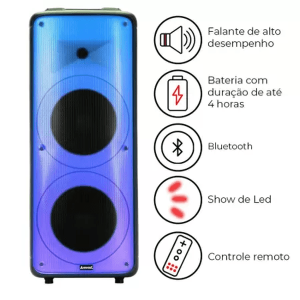 Caixa de Som Amplificada 2000w Party Vox ACA 2000 Amvox