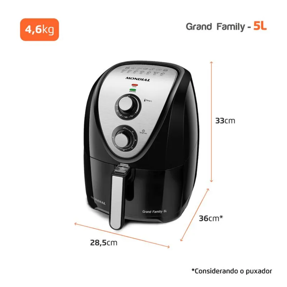 Fritadeira Elétrica Air Fryer Mondial 5 Litros AFN-50-BI