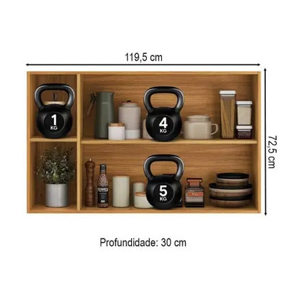 Armário Aéreo Cozinha Plena 2 Portas 120cm Demóbile com Nichos