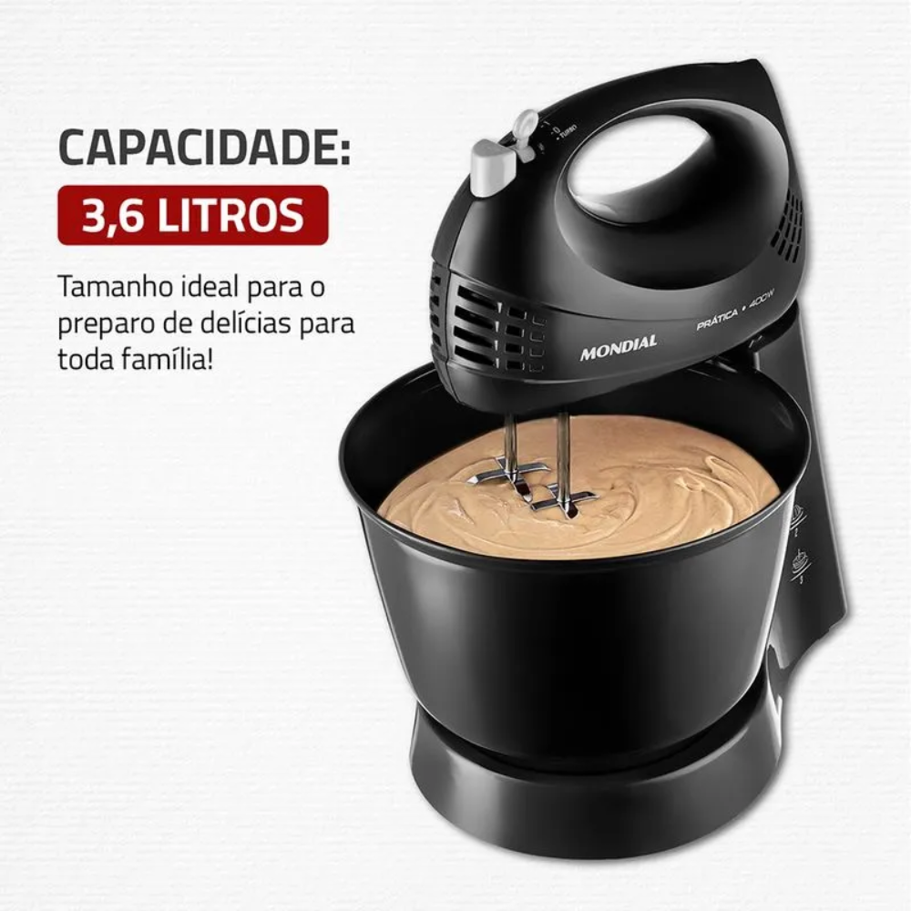 Batedeira Mondial 400W Prática B-44-B - 3 Velocidades
