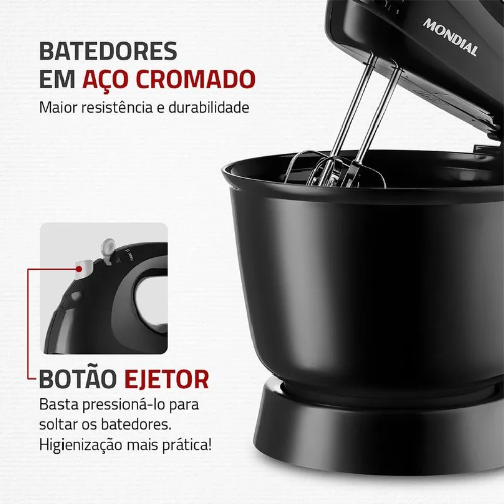 Batedeira Mondial 400W Prática B-44-B - 3 Velocidades
