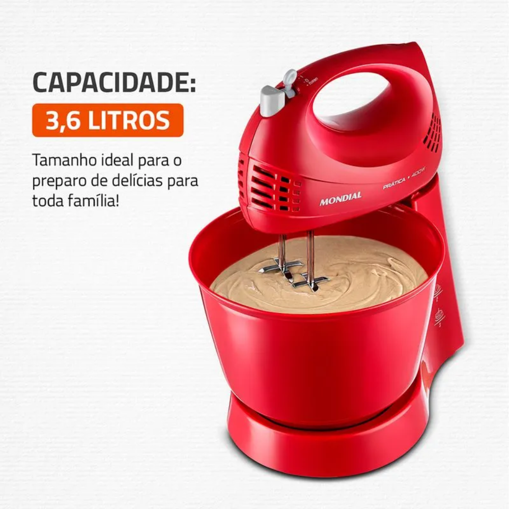Batedeira Mondial Prática 400W B-44-R 3 Velocidades