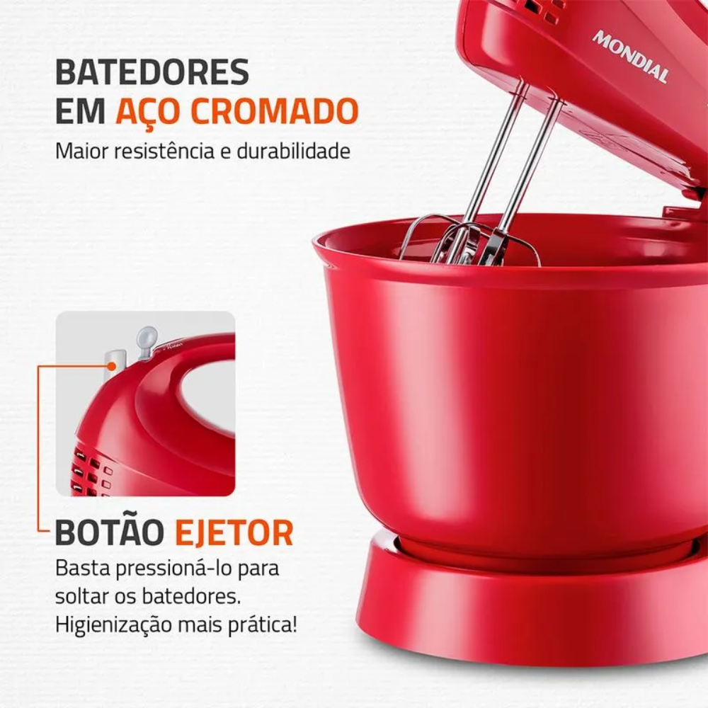Batedeira Mondial Prática 400W B-44-R 3 Velocidades