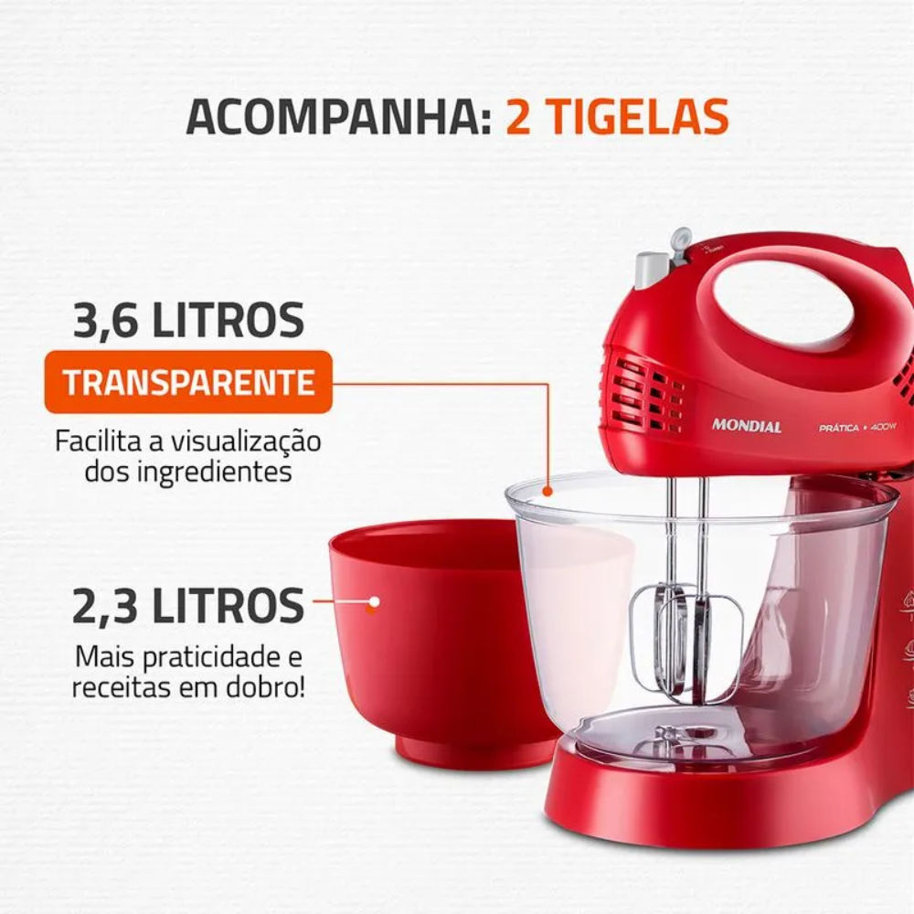 Batedeira Mondial 3 velocidades 400W B-45-R