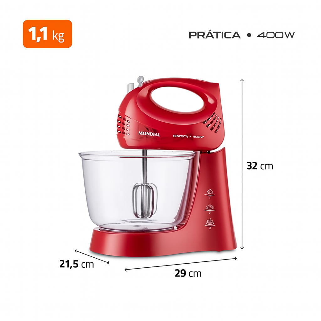 Batedeira Mondial 3 velocidades 400W B-45-R