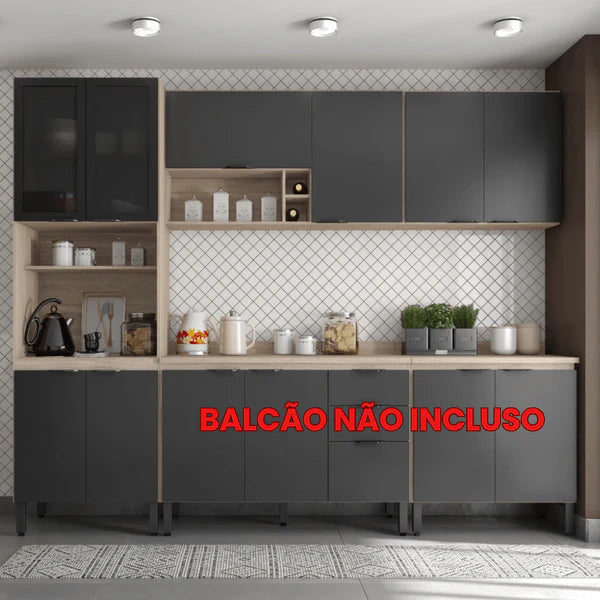 Cozinha Modulada 3 Peças 8 Portas Firenze Demóbile - GRAFITO