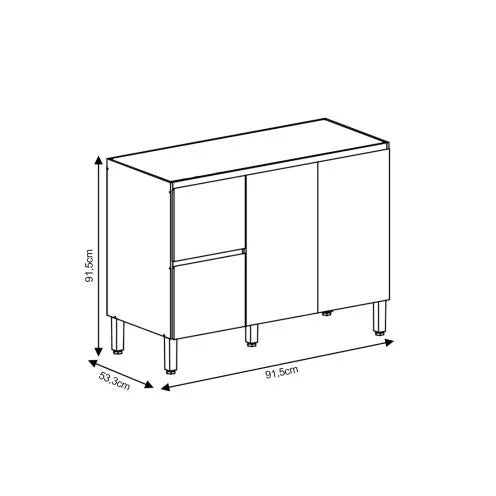 Balcão de Cozinha 120cm 3 Portas 2 Gavetas com Tampo Art Kits Paraná