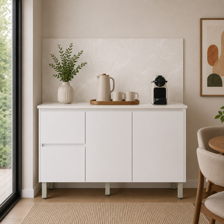 Balcão de Cozinha 120cm 3 Portas 2 Gavetas com Tampo Art Kits Paraná