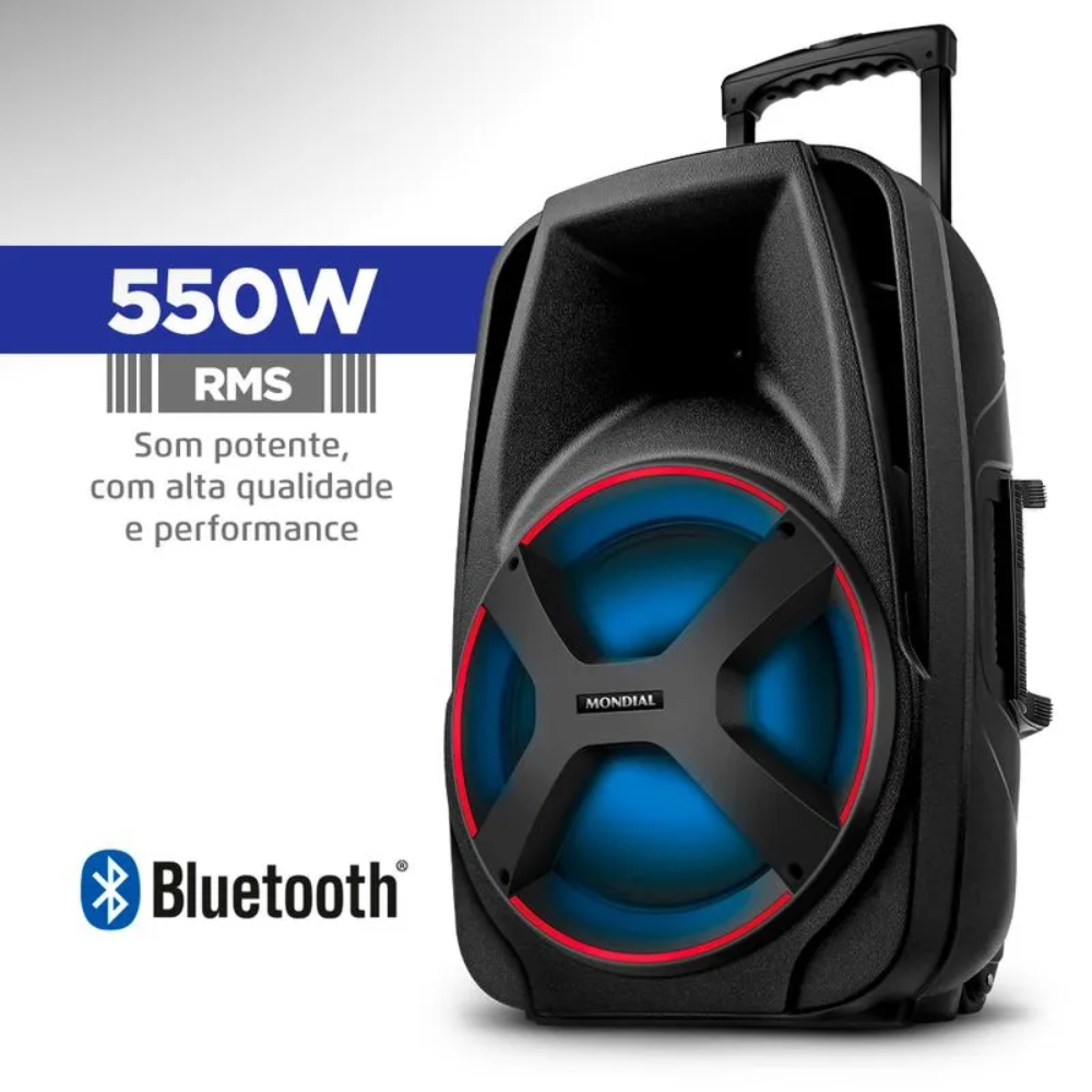 Caixa de Som Mondial Connect Power Plus CM-550 Bluetooth Amplificada 550W USB