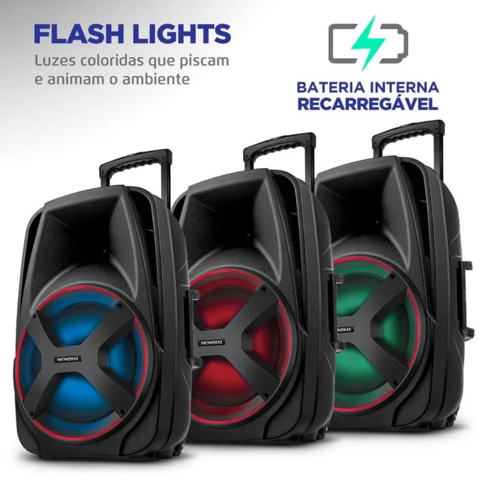 Caixa de Som Mondial Connect Power Plus CM-550 Bluetooth Amplificada 550W USB