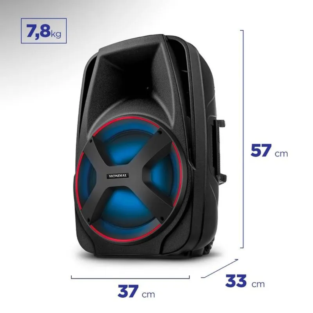 Caixa de Som Mondial Connect Power Plus CM-550 Bluetooth Amplificada 550W USB