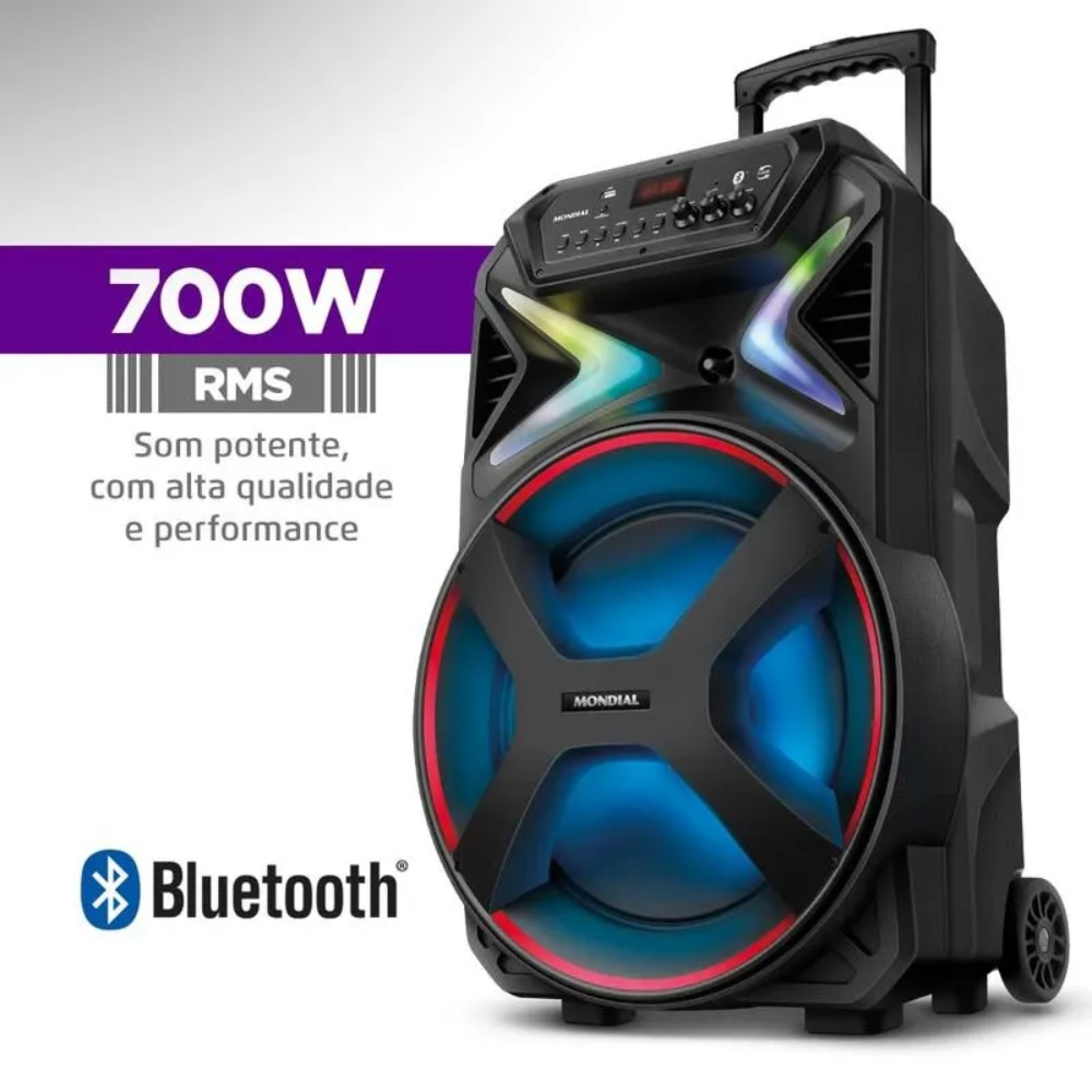 Caixa de Som Amplificada Mondial Connect Lights Plus CM-700 Bluetooth 700W