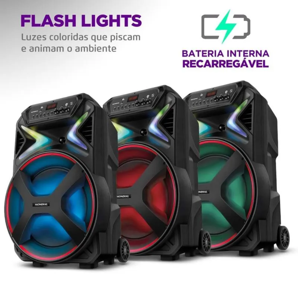 Caixa de Som Amplificada Mondial Connect Lights Plus CM-700 Bluetooth 700W