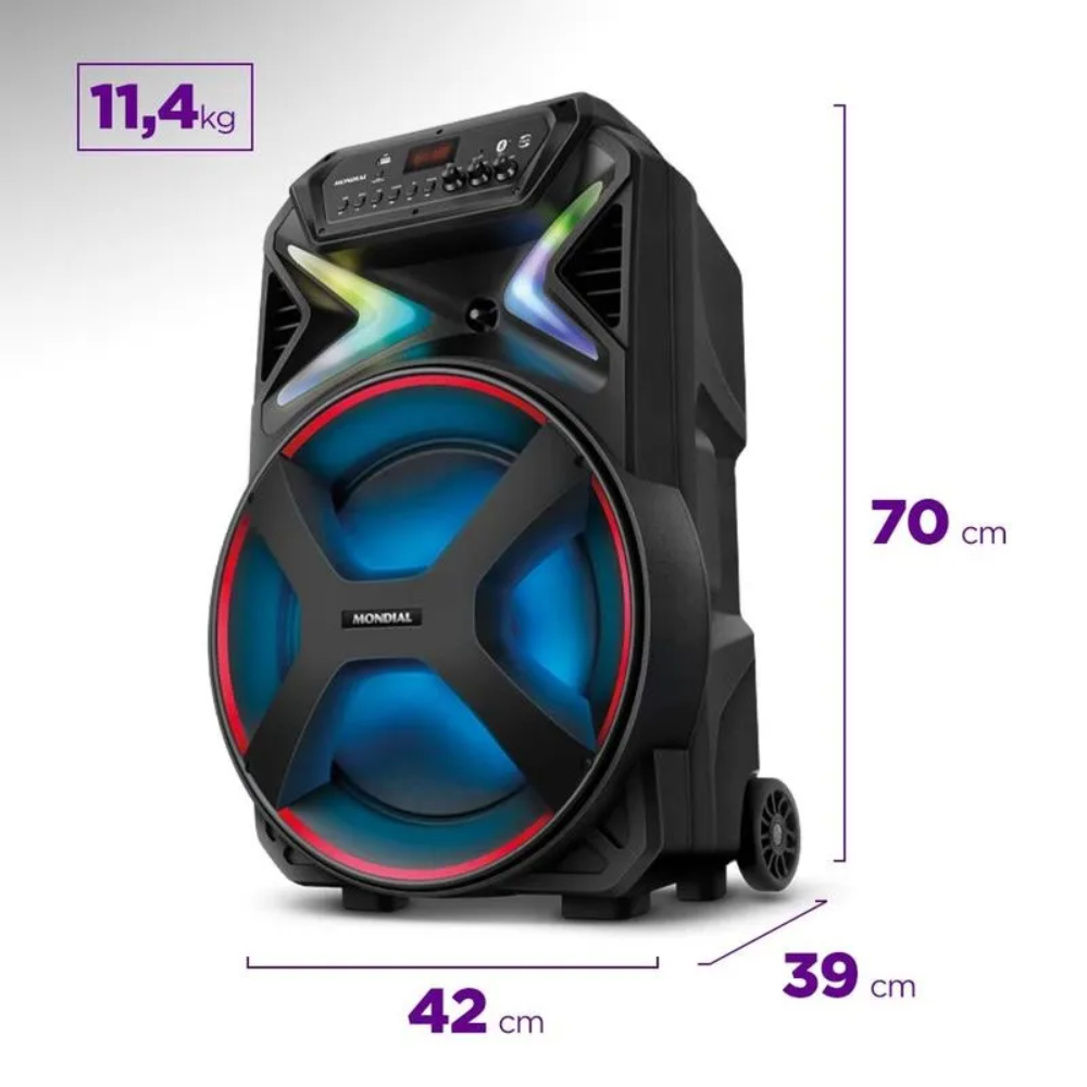 Caixa de Som Amplificada Mondial Connect Lights Plus CM-700 Bluetooth 700W