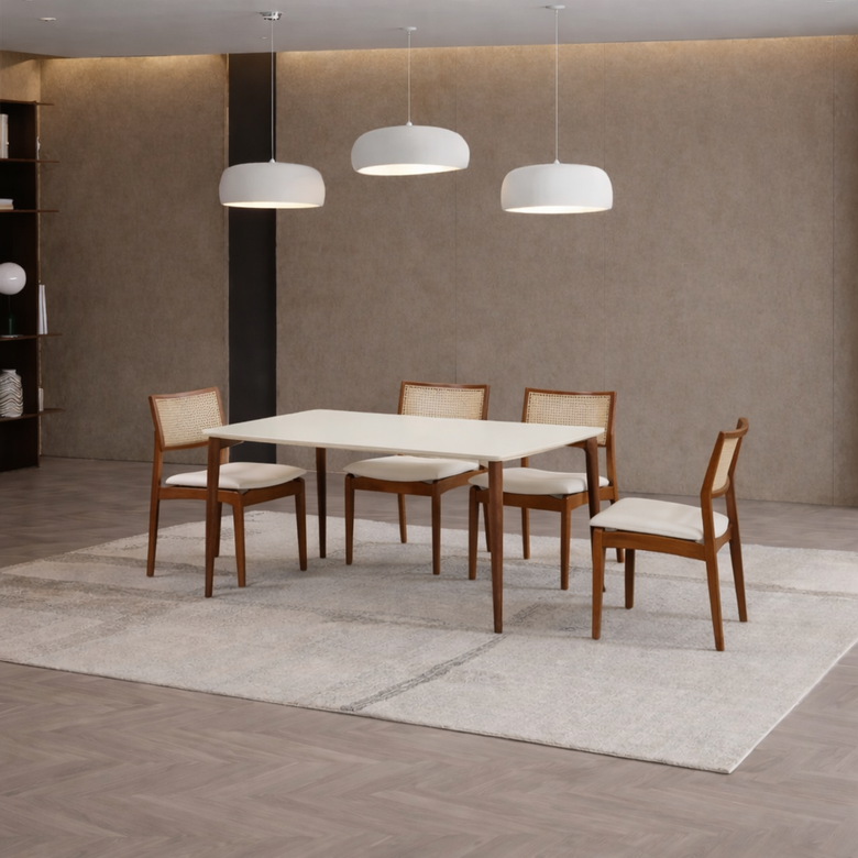 Conjunto Mesa de Jantar 1,35m Donatella Província com 4 Cadeiras Saga