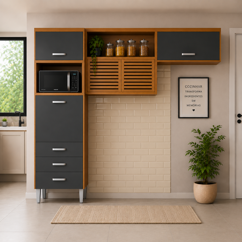 Cozinha Modulada 2 Peças Princesa com Nichos e Portas Nesher
