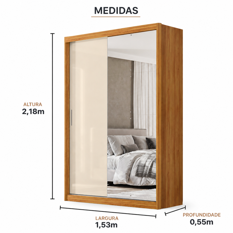 Guarda Roupa Casal 2 Portas Riva Demóbile