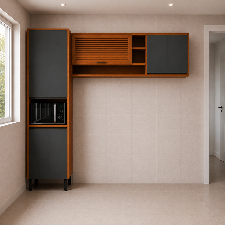 Cozinha Modulada 3 Macadâmia Peças com 7 Portas Telasul